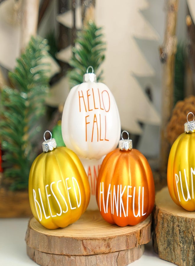 XmasExp Fall Tree Ornaments Set 18 PCS Small Pumpkin Ball Hanging Ornaments Orange Green Brown Gold White, for Thanksgiving, Halloween Tree Decor Fall Decorations for Home,1.97" - Image 4